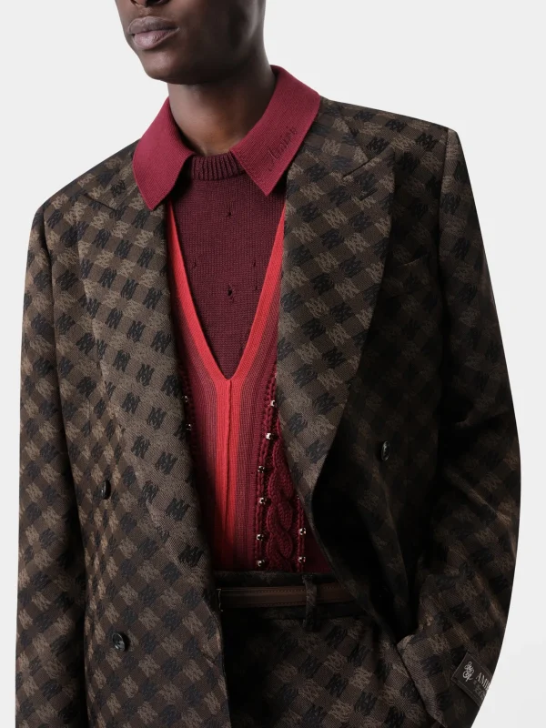 AMIRI Outerwear>MA QUAD DOUBLE-BREASTED BLAZER DARK BROWN