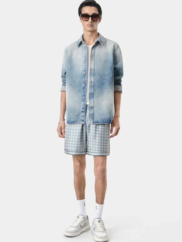 AMIRI Shirts | Denim>MA QUAD INTERIOR LONG SLEEVE SHIRT Antique Indigo