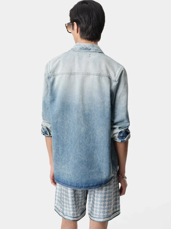 AMIRI Shirts | Denim>MA QUAD INTERIOR LONG SLEEVE SHIRT Antique Indigo