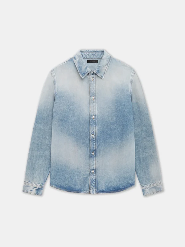 AMIRI Shirts | Denim>MA QUAD INTERIOR LONG SLEEVE SHIRT Antique Indigo