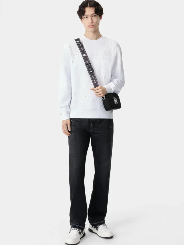 AMIRI Sweatshirts>MA SHOTGUN EMBROIDERED CREW White