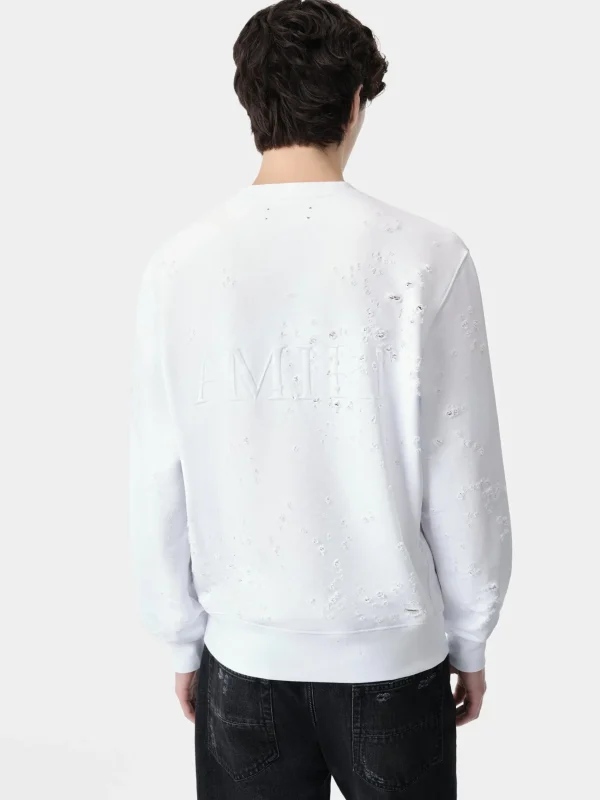 AMIRI Sweatshirts>MA SHOTGUN EMBROIDERED CREW White