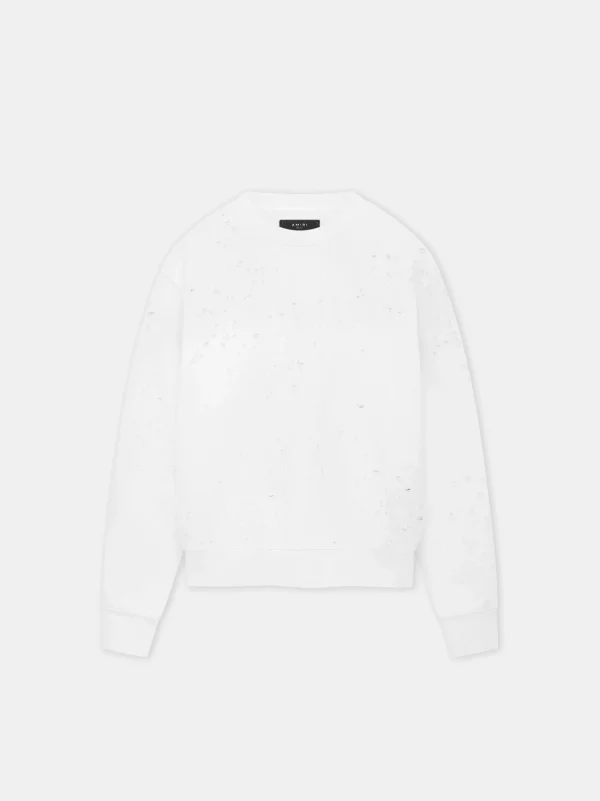 AMIRI Sweatshirts>MA SHOTGUN EMBROIDERED CREW White