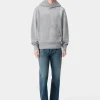 AMIRI Sweatshirts>MA SHOTGUN EMBROIDERED HOODIE Grey