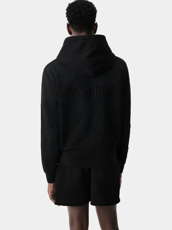 AMIRI Sweatshirts>MA SHOTGUN EMBROIDERED HOODIE BLACK