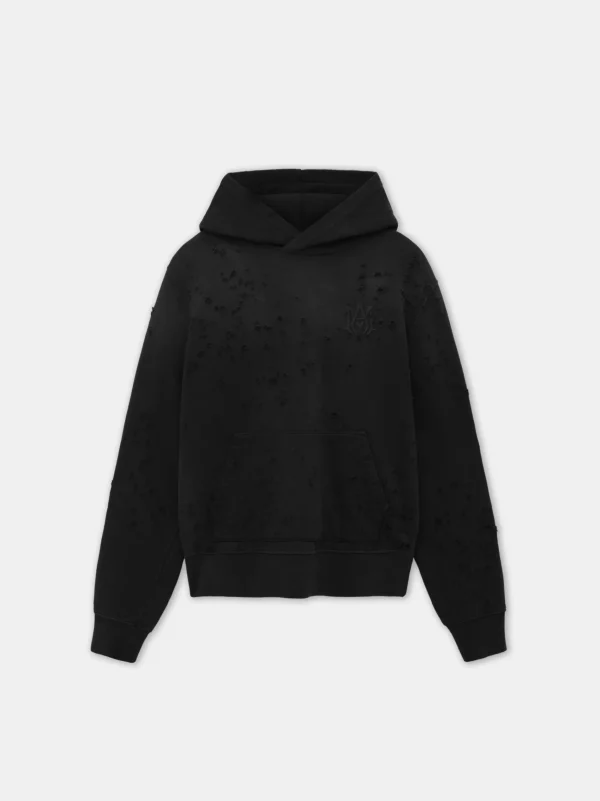 AMIRI Sweatshirts>MA SHOTGUN EMBROIDERED HOODIE BLACK