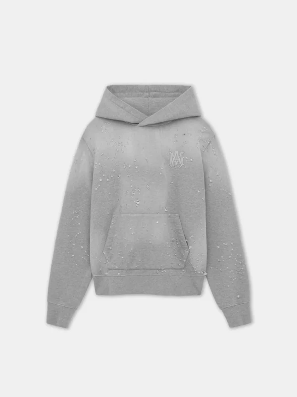 AMIRI Sweatshirts>MA SHOTGUN EMBROIDERED HOODIE Grey