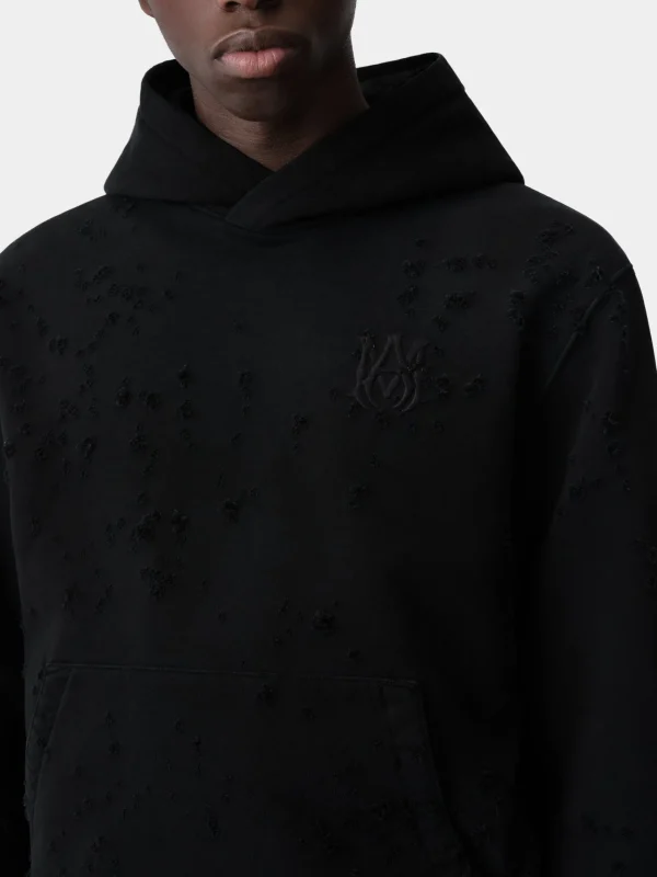 AMIRI Sweatshirts>MA SHOTGUN EMBROIDERED HOODIE BLACK
