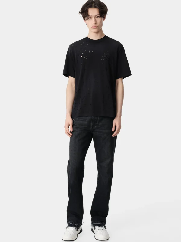 AMIRI Tees>MA SHOTGUN EMBROIDERED TEE BLACK