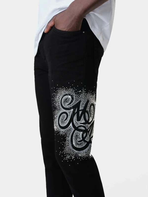 AMIRI Denim>MA SWIRL CRYSTAL SKINNY JEAN BLACK OD