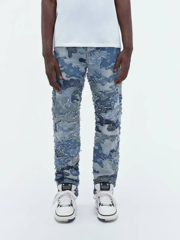 AMIRI Denim>PATCHWORK CAMO STRAIGHT JEAN PERFECT INDIGO