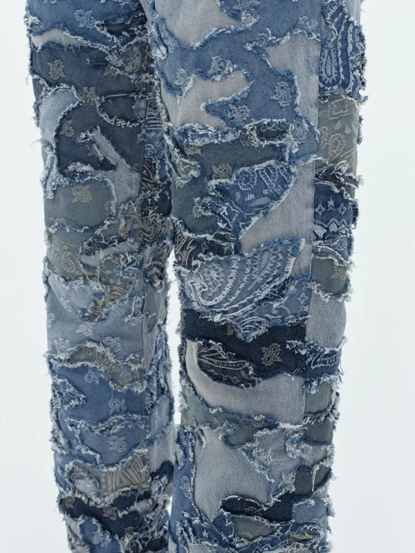 AMIRI Denim>PATCHWORK CAMO STRAIGHT JEAN PERFECT INDIGO