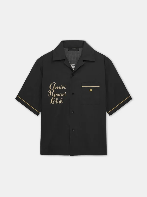 AMIRI Shirts>RESORT CLUB EMBROIDERED SHIRT BLACK