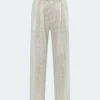 AMIRI Pants>SEQUIN BOUCLE DOUBLE PLEATED PANT Alabaster