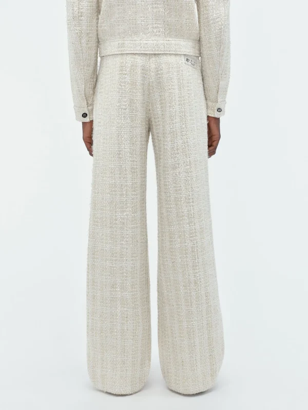 AMIRI Pants>SEQUIN BOUCLE DOUBLE PLEATED PANT Alabaster