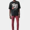 AMIRI Denim>SERIF LOGO WAX SKINNY JEAN Burgundy