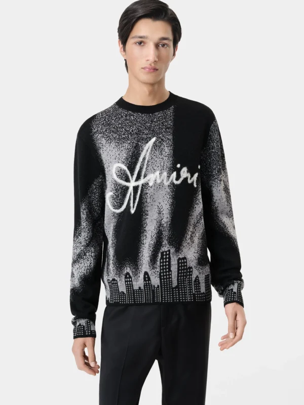 AMIRI Knitwear>SPOTLIGHT CREWNECK BLACK