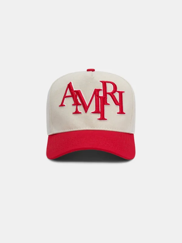 AMIRI Hats | Hats>STAGGERED CANVAS HAT Alabaster Red