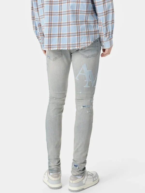 AMIRI Denim>STAGGERED LOGO JEAN CLAY INDIGO