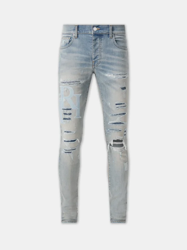 AMIRI Denim>STAGGERED LOGO JEAN CLAY INDIGO