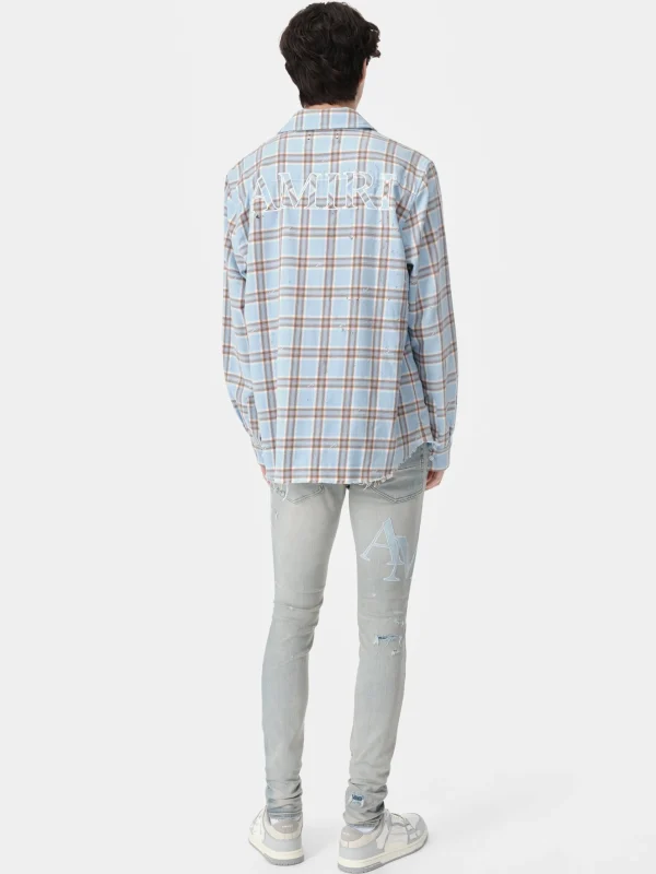 AMIRI Denim>STAGGERED LOGO JEAN CLAY INDIGO