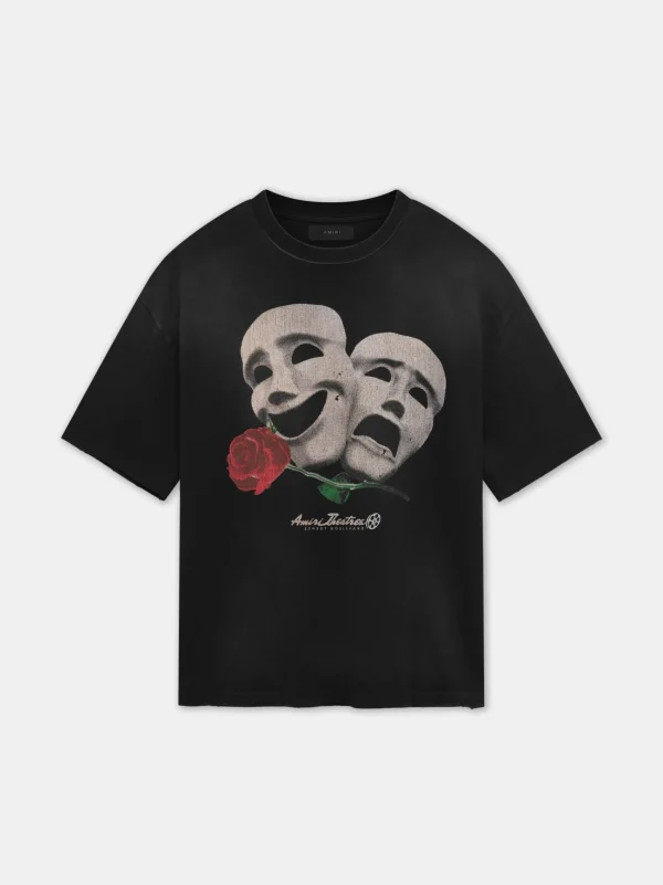 AMIRI Tees>THEATRE MASKS OVERSIZED TEE BLACK