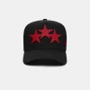 AMIRI Hats | Hats>THREE STAR STAGGERED FULL CANVAS HAT Black Red