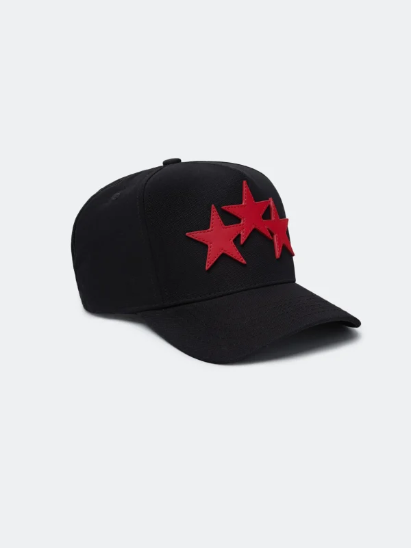 AMIRI Hats | Hats>THREE STAR STAGGERED FULL CANVAS HAT Black Red