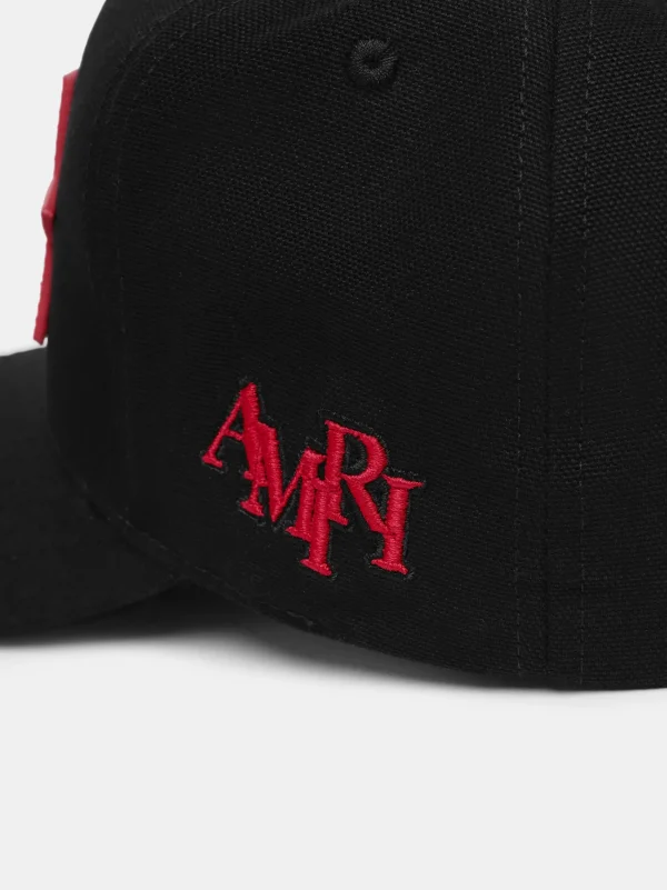 AMIRI Hats | Hats>THREE STAR STAGGERED FULL CANVAS HAT Black Red