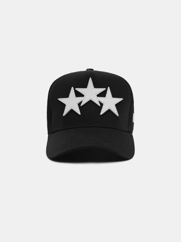 AMIRI Hats | Hats>THREE STAR STAGGERED FULL CANVAS HAT Black White
