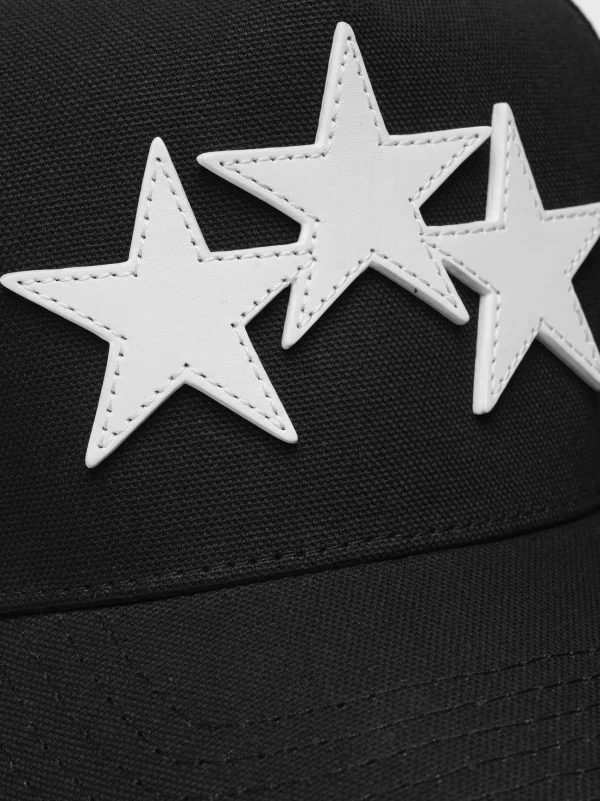 AMIRI Hats | Hats>THREE STAR STAGGERED FULL CANVAS HAT Black White