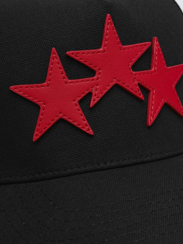 AMIRI Hats | Hats>THREE STAR STAGGERED FULL CANVAS HAT Black Red