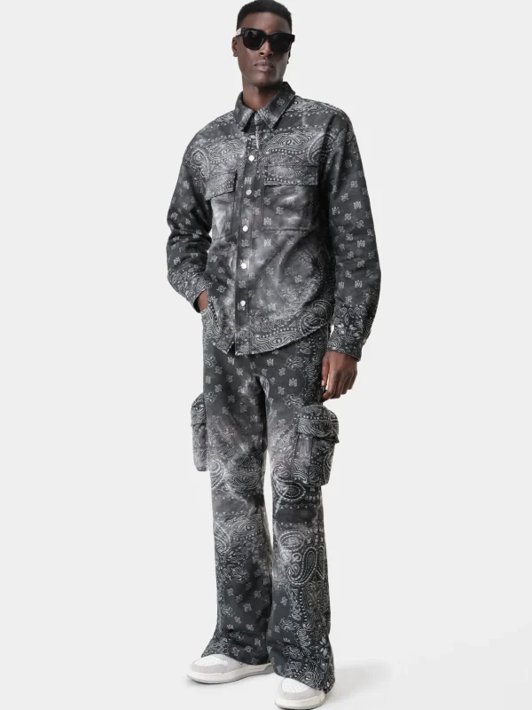 AMIRI Denim>TIE DYE BANDANA M65 BAGGY CARGO Dark Grey
