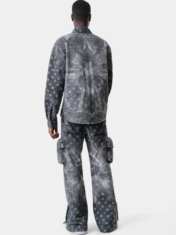AMIRI Denim>TIE DYE BANDANA M65 BAGGY CARGO Dark Grey
