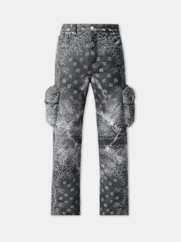 AMIRI Denim>TIE DYE BANDANA M65 BAGGY CARGO Dark Grey