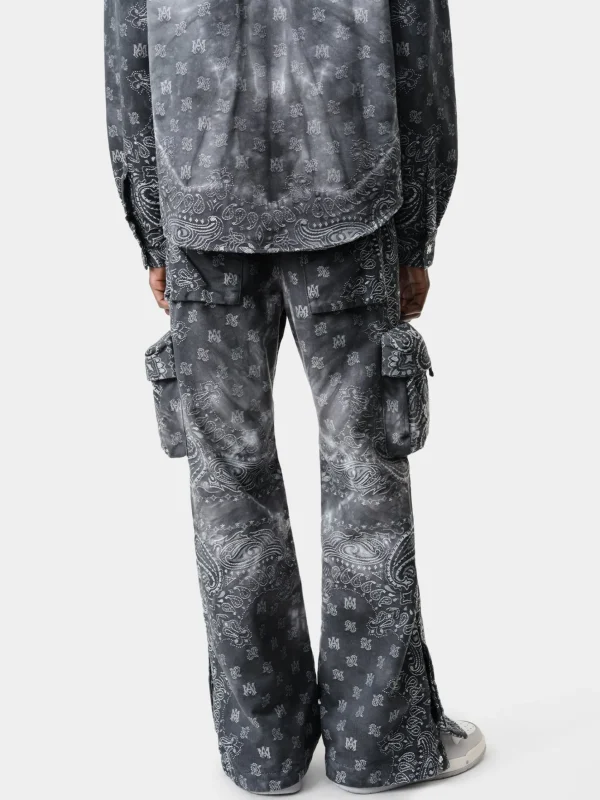 AMIRI Denim>TIE DYE BANDANA M65 BAGGY CARGO Dark Grey