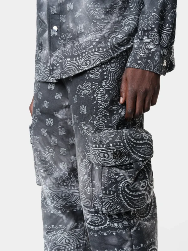 AMIRI Denim>TIE DYE BANDANA M65 BAGGY CARGO Dark Grey
