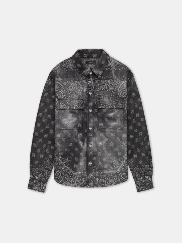 AMIRI Denim>TIE DYE BANDANA OVERSHIRT Dark Grey