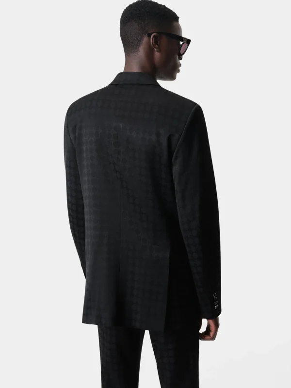 AMIRI Outerwear>TONAL MA QUAD DOUBLE-BREASTED BLAZER BLACK