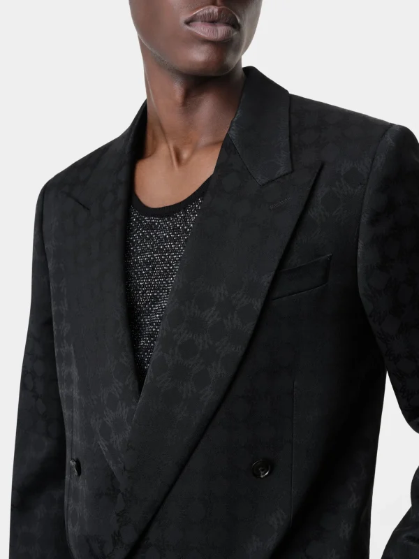 AMIRI Outerwear>TONAL MA QUAD DOUBLE-BREASTED BLAZER BLACK