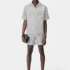 AMIRI Shirts>TWEED CAMP SHIRT Cerulean