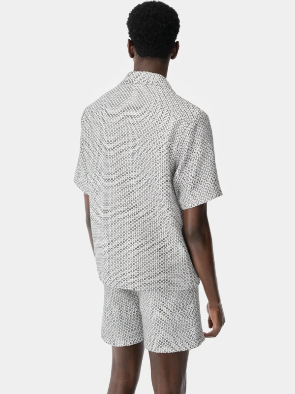 AMIRI Shirts>TWEED CAMP SHIRT Cerulean
