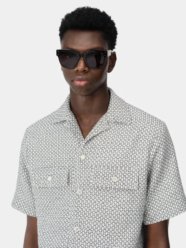 AMIRI Shirts>TWEED CAMP SHIRT Cerulean
