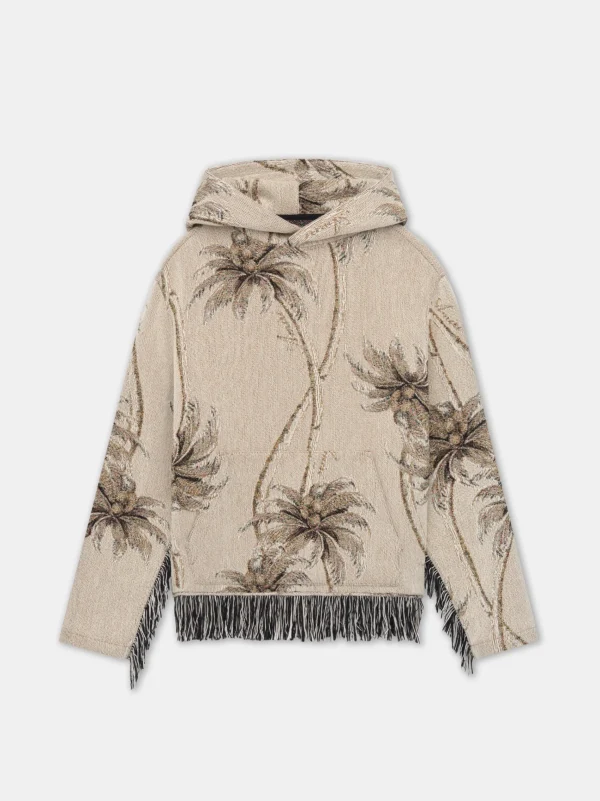 AMIRI Shirts>TWISTED PALMS TAPESTRY HOODIE Alabaster