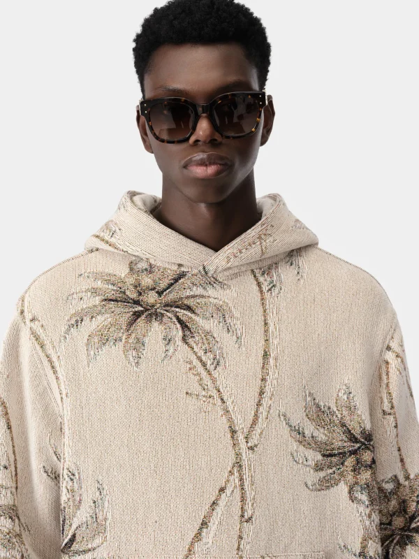 AMIRI Shirts>TWISTED PALMS TAPESTRY HOODIE Alabaster