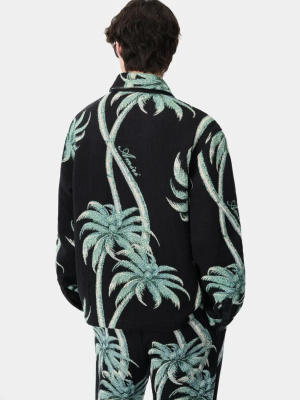 AMIRI Shirts>TWISTED PALMS TAPESTRY OVERSHIRT BLACK