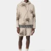 AMIRI Shorts & Sweatpants>TWISTED PALMS TAPESTRY SHORT Alabaster