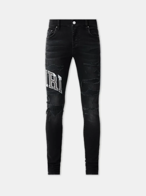 AMIRI Denim>VARSITY LOGO REPAIR JEAN Vintage Black