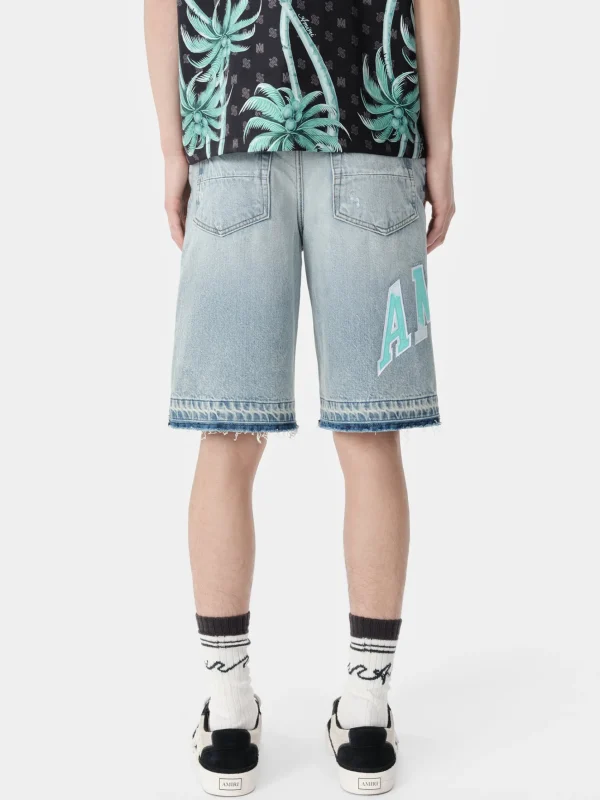 AMIRI Denim>VARSITY LOGO REPAIR SHORT PERFECT INDIGO