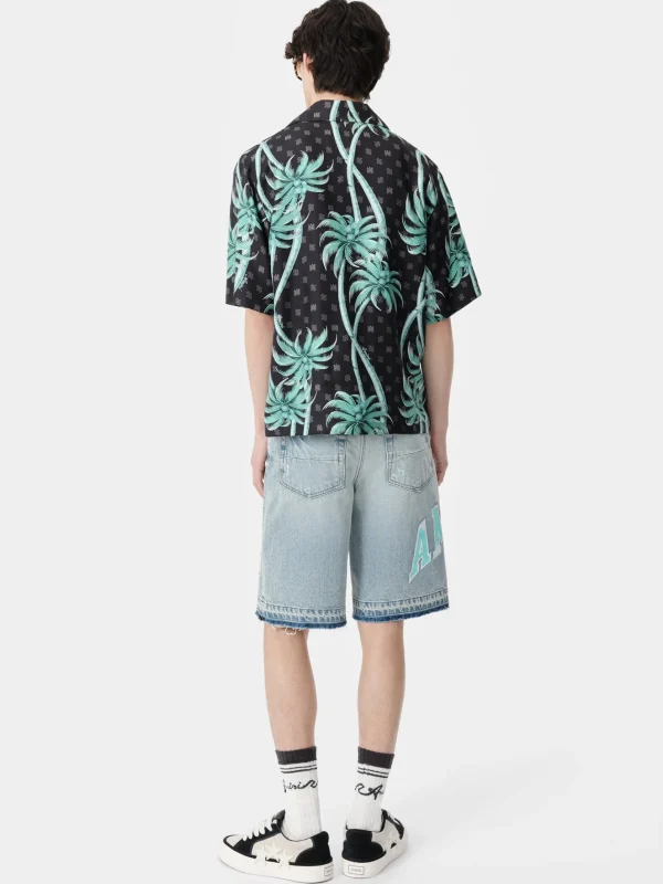 AMIRI Denim>VARSITY LOGO REPAIR SHORT PERFECT INDIGO